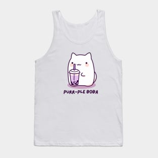 Purr-ple Boba - Funny Boba Cat Milk Tea - Purple - Taro Bubble Tea - Funny Boba Cat Milk Tea - Purple - Taro Bubble Tea Tank Top